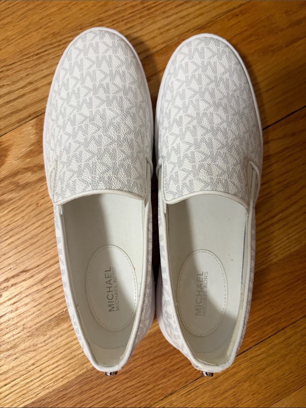 Michael Kors White Logo-Print Slip-On Sneakers